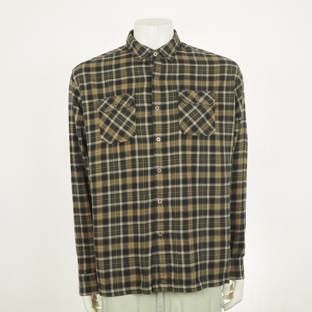 Kuhl Dillingr Flannel Shirt Mens XL Brown Plaid Button Down Cotton Blend Outdoor